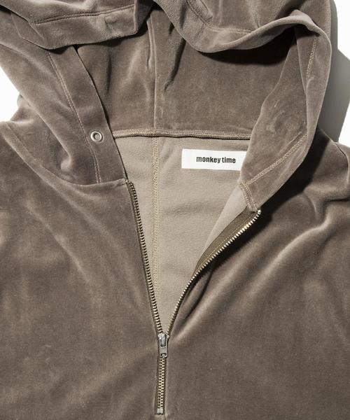 MONKEY TIME（モンキータイム）の「＜monkey time＞ ∴ ベロア ハーフジップ フーディー◆（パーカー・メンズ・グレー/ベージュ・MEDIUM/LARGE/SMALL/X-LARGE）」の9枚目の写真