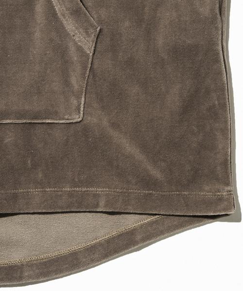 MONKEY TIME（モンキータイム）の「＜monkey time＞ ∴ ベロア ハーフジップ フーディー◆（パーカー・メンズ・グレー/ベージュ・MEDIUM/LARGE/SMALL/X-LARGE）」の3枚目の写真