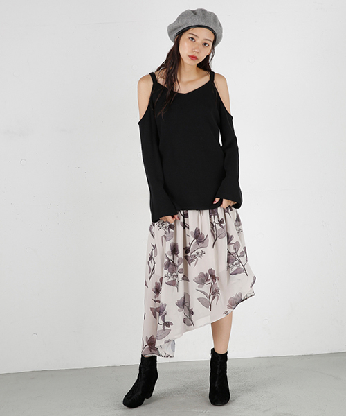 MOUSSY（マウジー）の「CLEAR FLOWER LONG SK/F（スカート・レディース・ベージュ系その他/ブラック系その他・FREE）」の2枚目の写真