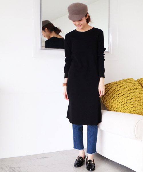 N.（N. Natural Beauty Basic）（エヌエヌナチュラルビューティーベーシック）の「ワッフルワンピース（ワンピース・レディース・ベージュ/ブラック/カーキ/グレー・MEDIUM）」の2枚目の写真