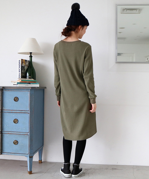 N.（N. Natural Beauty Basic）（エヌエヌナチュラルビューティーベーシック）の「ワッフルワンピース（ワンピース・レディース・ベージュ/ブラック/カーキ/グレー・MEDIUM）」の18枚目の写真