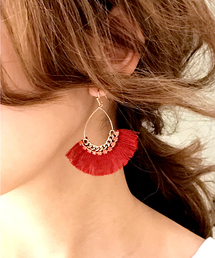 【大人気】カラーフリンジビジューピアス