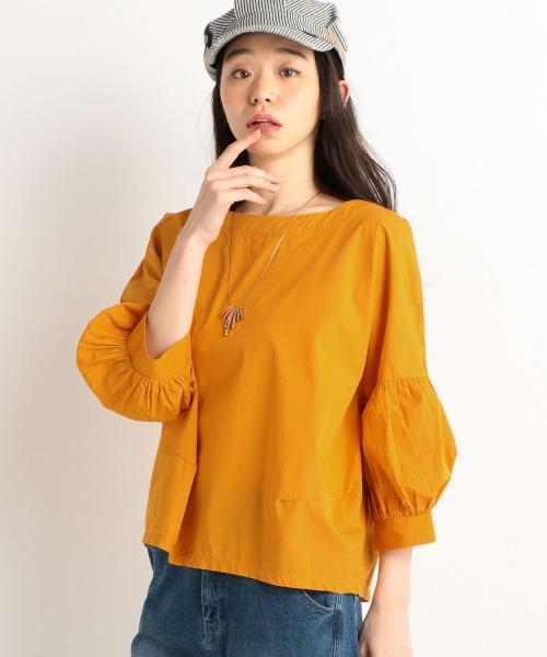 DOUBLE NAME（ダブルネーム）の「袖ギャザー無地ブラウス（シャツ/ブラウス・レディース・ブラック/イエロー/オフホワイト・FREE）」の3枚目の写真