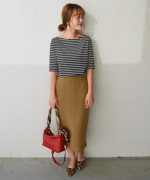 Prefer SHIPS（プリファーシップス）の「Prefer SHIPS: コットンボーダーショートカットソー◇（Tシャツ/カットソー・レディース・ベージュ/ブラック/ブルー/オリーブ/ダークグレー・ONE SIZE）」の19枚目の写真