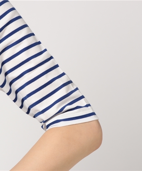 Prefer SHIPS（プリファーシップス）の「Prefer SHIPS: コットンボーダーショートカットソー◇（Tシャツ/カットソー・レディース・ベージュ/ブラック/ブルー/オリーブ/ダークグレー・ONE SIZE）」の11枚目の写真