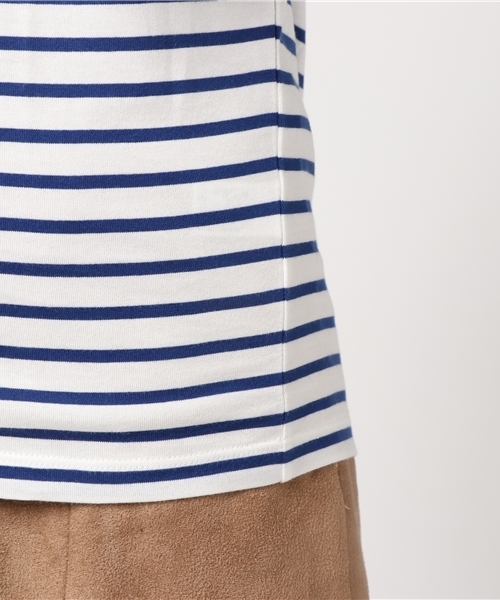 Prefer SHIPS（プリファーシップス）の「Prefer SHIPS: コットンボーダーショートカットソー◇（Tシャツ/カットソー・レディース・ベージュ/ブラック/ブルー/オリーブ/ダークグレー・ONE SIZE）」の12枚目の写真