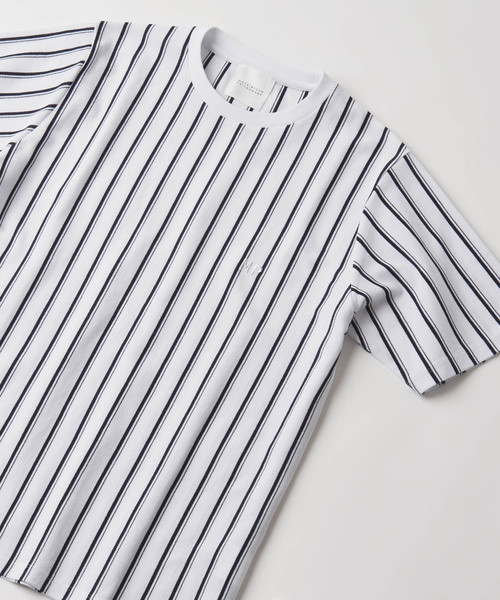 MACKINTOSH PHILOSOPHY（ﾏｯｷﾝﾄｯｼｭ ﾌｨﾛｿﾌｨｰ）の「【ZOZOTOWN限定】コットン鹿の子ストライプ　MP刺繍Tシャツ（Tシャツ/カットソー・メンズ・グリーン/ブルー系その他/ホワイト/グレー・40/38/36）」の2枚目の写真
