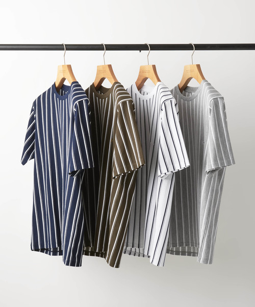 MACKINTOSH PHILOSOPHY（ﾏｯｷﾝﾄｯｼｭ ﾌｨﾛｿﾌｨｰ）の「【ZOZOTOWN限定】コットン鹿の子ストライプ　MP刺繍Tシャツ（Tシャツ/カットソー・メンズ・グリーン/ブルー系その他/ホワイト/グレー・40/38/36）」の5枚目の写真