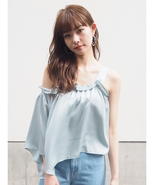 MURUA（ムルーア）の「イレギュラーワンショルアシメＴＯＰＳ（シャツ/ブラウス・レディース・ミント/ホワイト/ブラック・FREE）」の3枚目の写真