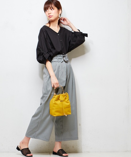 natural couture（ナチュラルクチュール）の「袖くしゅっとリボンシャツ（シャツ/ブラウス・レディース・アイボリー/ブラック/ピンクベージュ/ストライプ/チェック・FREE）」の13枚目の写真