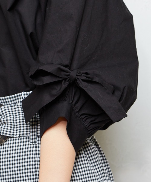 natural couture（ナチュラルクチュール）の「袖くしゅっとリボンシャツ（シャツ/ブラウス・レディース・アイボリー/ブラック/ピンクベージュ/ストライプ/チェック・FREE）」の16枚目の写真