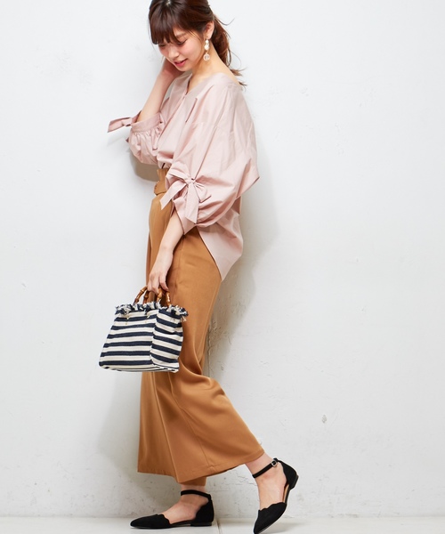 natural couture（ナチュラルクチュール）の「袖くしゅっとリボンシャツ（シャツ/ブラウス・レディース・アイボリー/ブラック/ピンクベージュ/ストライプ/チェック・FREE）」の17枚目の写真