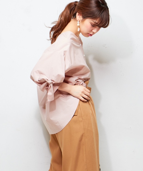 natural couture（ナチュラルクチュール）の「袖くしゅっとリボンシャツ（シャツ/ブラウス・レディース・アイボリー/ブラック/ピンクベージュ/ストライプ/チェック・FREE）」の20枚目の写真