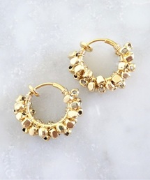 【marinaJEWELRY】14kgf/GOLD square metal wrapped hoop earring