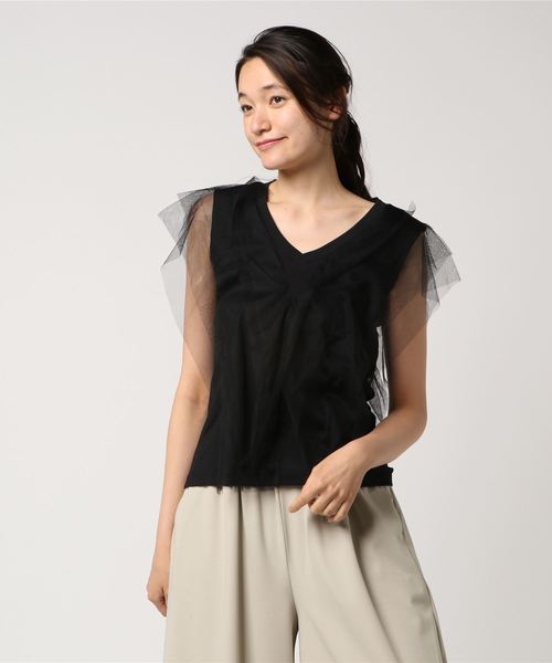 CIAOPANIC（チャオパニック）の「チュールトップス（Tシャツ/カットソー・レディース・ブラック/グレー・FREE）」の11枚目の写真