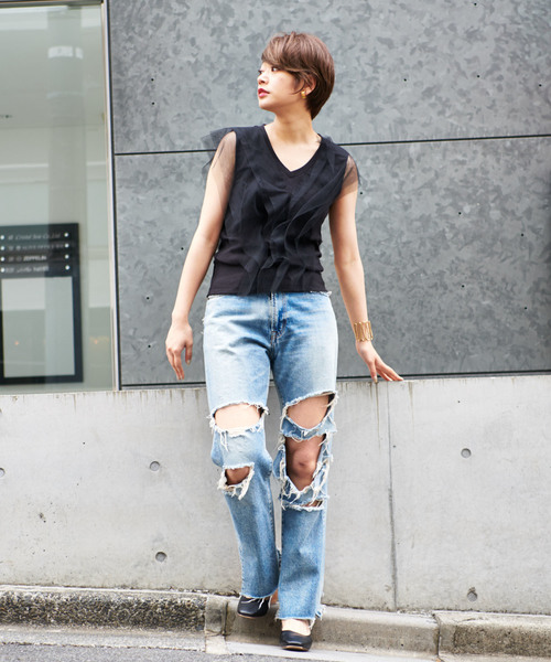 CIAOPANIC（チャオパニック）の「チュールトップス（Tシャツ/カットソー・レディース・ブラック/グレー・FREE）」の15枚目の写真