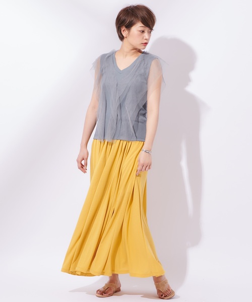 CIAOPANIC（チャオパニック）の「チュールトップス（Tシャツ/カットソー・レディース・ブラック/グレー・FREE）」の3枚目の写真