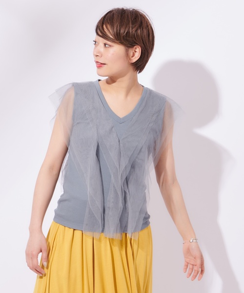 CIAOPANIC（チャオパニック）の「チュールトップス（Tシャツ/カットソー・レディース・ブラック/グレー・FREE）」の18枚目の写真