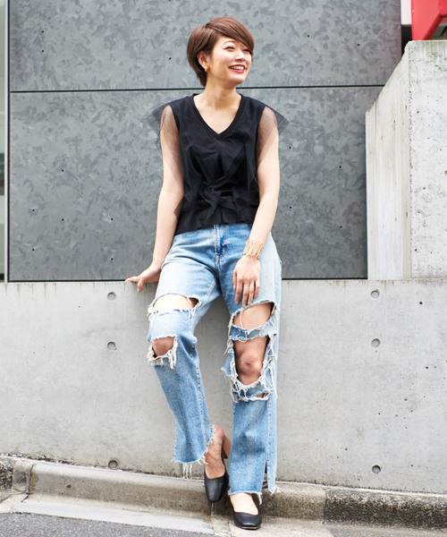 CIAOPANIC（チャオパニック）の「チュールトップス（Tシャツ/カットソー・レディース・ブラック/グレー・FREE）」の19枚目の写真