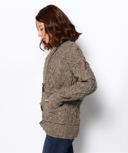 goa(ゴア)の「アランパッチワーク ショールカーデ(その他アウター・レディース・ブラウン/チャコールグレー・FREE)」の4枚目の写真