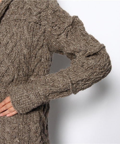 goa(ゴア)の「アランパッチワーク ショールカーデ(その他アウター・レディース・ブラウン/チャコールグレー・FREE)」の8枚目の写真