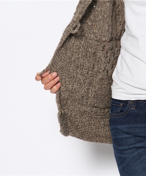 goa(ゴア)の「アランパッチワーク ショールカーデ(その他アウター・レディース・ブラウン/チャコールグレー・FREE)」の11枚目の写真