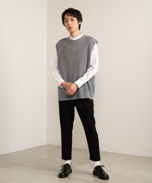 WEGO（ウィゴー）の「WEGO/オーバーサイズビッグシルエットニットベスト（ベスト・メンズ・ベージュ/ネイビー/サックスブルー/杢グレー・MEDIUM/LARGE）」の5枚目の写真