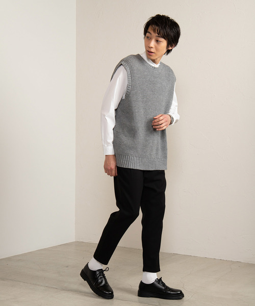 WEGO（ウィゴー）の「WEGO/オーバーサイズビッグシルエットニットベスト（ベスト・メンズ・ベージュ/ネイビー/サックスブルー/杢グレー・MEDIUM/LARGE）」の7枚目の写真