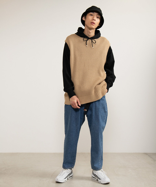 WEGO（ウィゴー）の「WEGO/オーバーサイズビッグシルエットニットベスト（ベスト・メンズ・ベージュ/ネイビー/サックスブルー/杢グレー・MEDIUM/LARGE）」の9枚目の写真