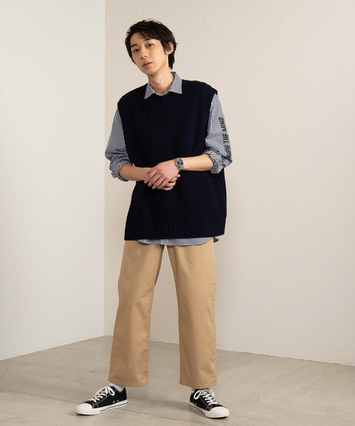 WEGO（ウィゴー）の「WEGO/オーバーサイズビッグシルエットニットベスト（ベスト・メンズ・ベージュ/ネイビー/サックスブルー/杢グレー・MEDIUM/LARGE）」の13枚目の写真