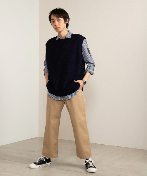 WEGO（ウィゴー）の「WEGO/オーバーサイズビッグシルエットニットベスト（ベスト・メンズ・ベージュ/ネイビー/サックスブルー/杢グレー・MEDIUM/LARGE）」の15枚目の写真