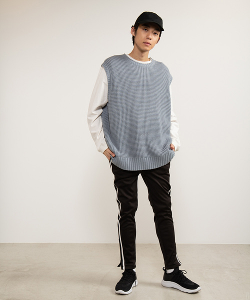 WEGO（ウィゴー）の「WEGO/オーバーサイズビッグシルエットニットベスト（ベスト・メンズ・ベージュ/ネイビー/サックスブルー/杢グレー・MEDIUM/LARGE）」の17枚目の写真