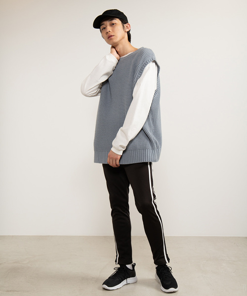 WEGO（ウィゴー）の「WEGO/オーバーサイズビッグシルエットニットベスト（ベスト・メンズ・ベージュ/ネイビー/サックスブルー/杢グレー・MEDIUM/LARGE）」の20枚目の写真