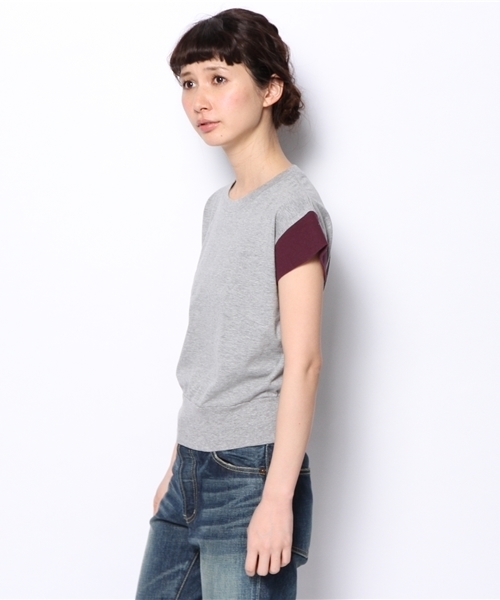 BEAMS BOY（ビームスボーイ）の「BEAMS BOY / 2トーン フレンチ T（Tシャツ/カットソー・レディース・ホワイト/グレー・ONE SIZE）」の4枚目の写真