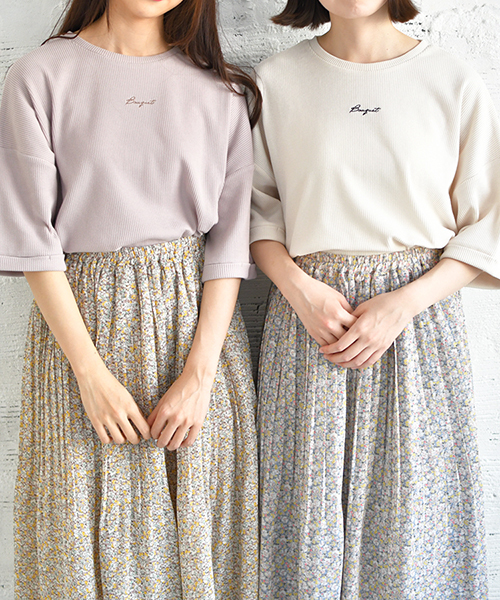 PairPair（ペアペア）の「サーマルロゴ刺繍5分袖T（Tシャツ/カットソー・レディース・ピンク/アイボリー/サックスブルー・FREE）」の2枚目の写真