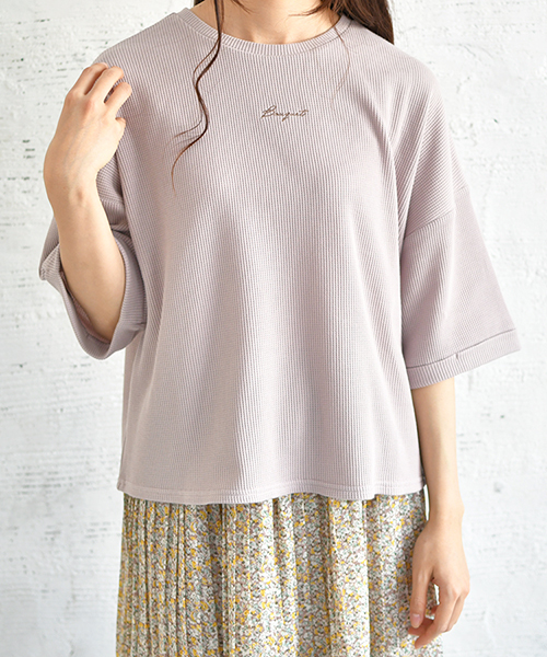 PairPair（ペアペア）の「サーマルロゴ刺繍5分袖T（Tシャツ/カットソー・レディース・ピンク/アイボリー/サックスブルー・FREE）」の15枚目の写真