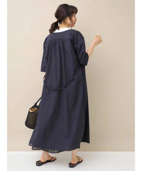 earth music&ecology(アースミュージックアンドエコロジー)の「羽織りシャツワンピース 〇*(ワンピース・レディース・ダークグリーン/ベージュ/ネイビー/ブラウン/アイボリー/ピンク系その他2・FREE)」の22枚目の写真