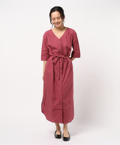 earth music&ecology(アースミュージックアンドエコロジー)の「羽織りシャツワンピース 〇*(ワンピース・レディース・ダークグリーン/ベージュ/ネイビー/ブラウン/アイボリー/ピンク系その他2・FREE)」の15枚目の写真