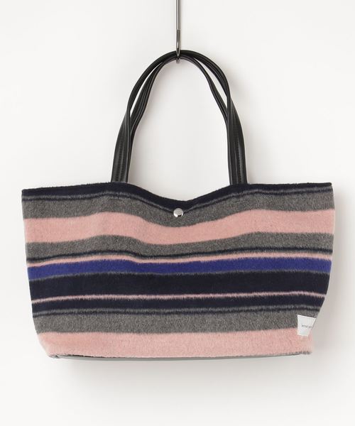 knot yacht（ノットヨット）の「ランダムボーダースクエアトートバッグ（トートバッグ・レディース・オレンジ/ライトグリーン/ライトピンク・FREE）」の2枚目の写真