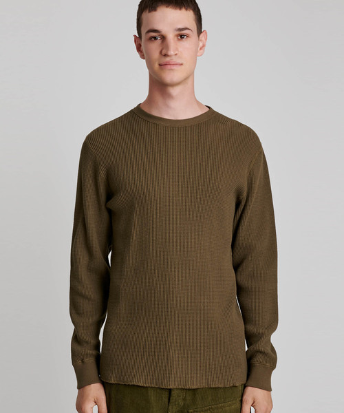 Saturdays NYC(サタデーズ ニューヨークシティ )の「Alek Waffle Longsleeve T-Shirt(Tシャツ/カットソー・メンズ・オフホワイト/オリーブ/ピンク・XS/S/M/L/XL)」の3枚目の写真