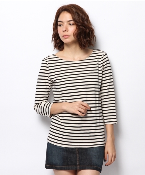 WEGO(ウィゴー)の「WEGO/ボーダー7分袖カットソー(Tシャツ/カットソー・レディース・ブラック系その他/ブルー系その他/トリコロール・FREE)」の2枚目の写真