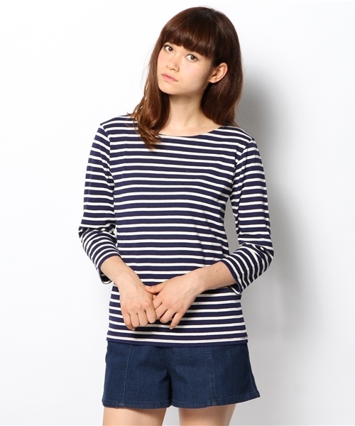 WEGO(ウィゴー)の「WEGO/ボーダー7分袖カットソー(Tシャツ/カットソー・レディース・ブラック系その他/ブルー系その他/トリコロール・FREE)」の1枚目の写真
