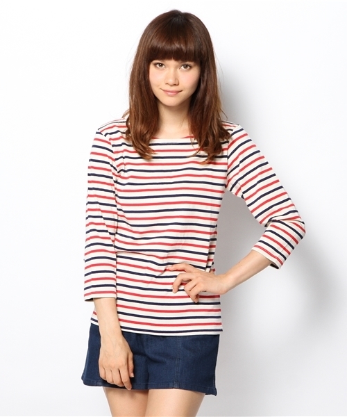 WEGO(ウィゴー)の「WEGO/ボーダー7分袖カットソー(Tシャツ/カットソー・レディース・ブラック系その他/ブルー系その他/トリコロール・FREE)」の3枚目の写真