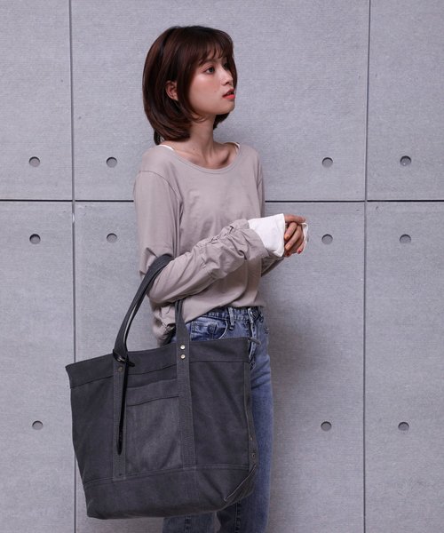 Ungrid（アングリッド）の「【Ungrid/アングリッド】　コットンデニムラージトートバッグ（トートバッグ・レディース・ブラック/ベージュ/パープル/カーキ/ベージュ系その他・FREE）」の6枚目の写真