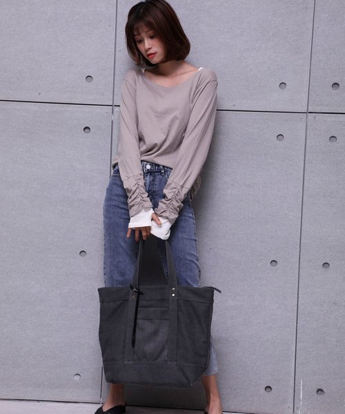 Ungrid（アングリッド）の「【Ungrid/アングリッド】　コットンデニムラージトートバッグ（トートバッグ・レディース・ブラック/ベージュ/パープル/カーキ/ベージュ系その他・FREE）」の7枚目の写真