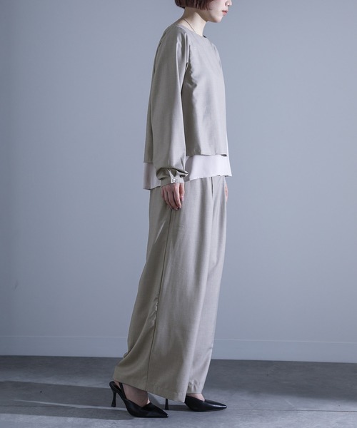 n'OrLABEL(ノアールレーベル)の「【セットアップ2点セット】『シフォンドッキングセットアップ』(パンツドレス・レディース・ライトグレー/ブラック・1/2)」の4枚目の写真