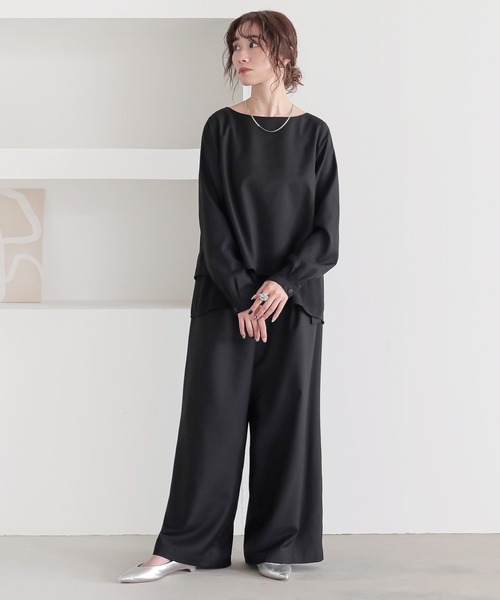 n'OrLABEL(ノアールレーベル)の「【セットアップ2点セット】『シフォンドッキングセットアップ』(パンツドレス・レディース・ライトグレー/ブラック・1/2)」の13枚目の写真