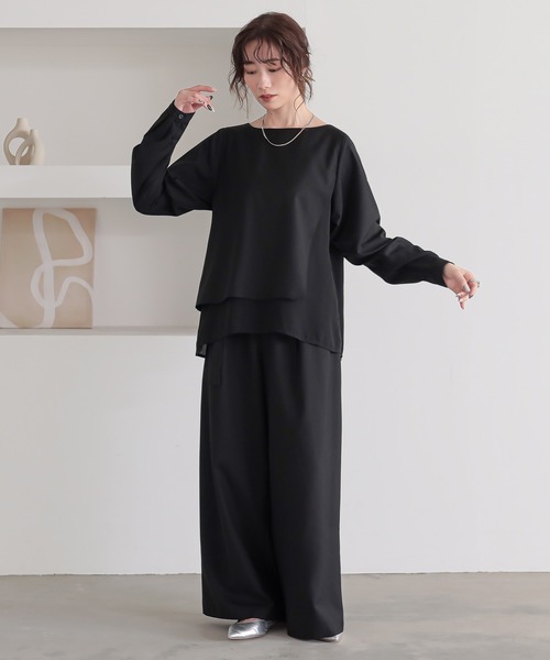 n'OrLABEL(ノアールレーベル)の「【セットアップ2点セット】『シフォンドッキングセットアップ』(パンツドレス・レディース・ライトグレー/ブラック・1/2)」の16枚目の写真