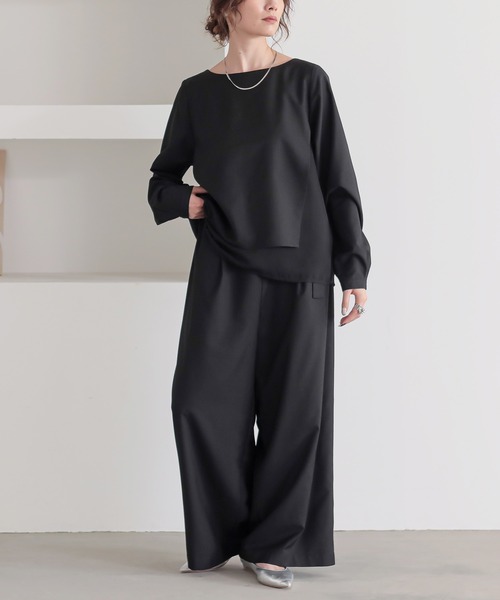 n'OrLABEL(ノアールレーベル)の「【セットアップ2点セット】『シフォンドッキングセットアップ』(パンツドレス・レディース・ライトグレー/ブラック・1/2)」の12枚目の写真