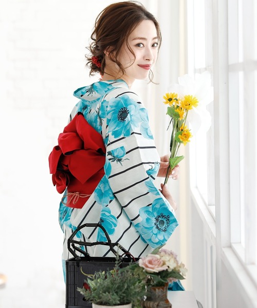 7種類から選べる大人3点セット／【レディース浴衣+半巾帯+下駄